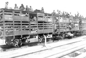 Deportation christlicher Minderheiten per Eisenbahn im osmanischen Reich.