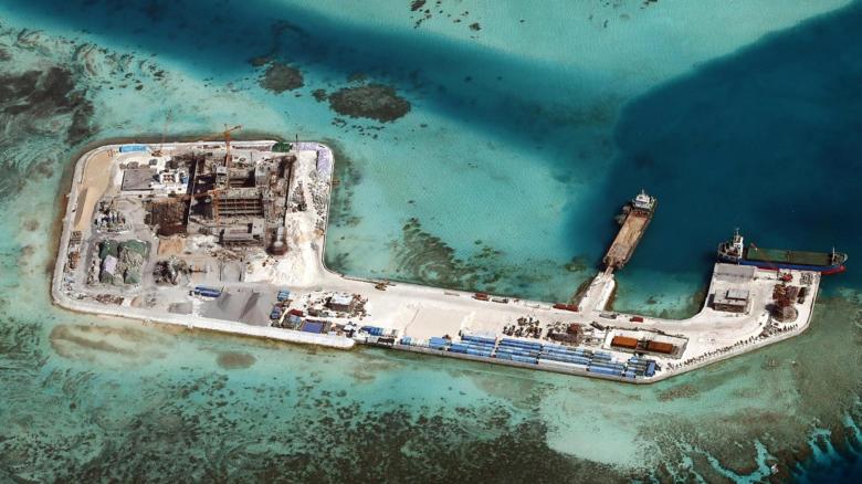 China-künstliche Insel im Bau