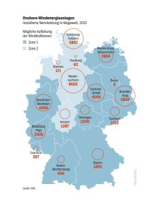 Die geplanten Windkraftzonen. (Quelle: Der Spiegel)